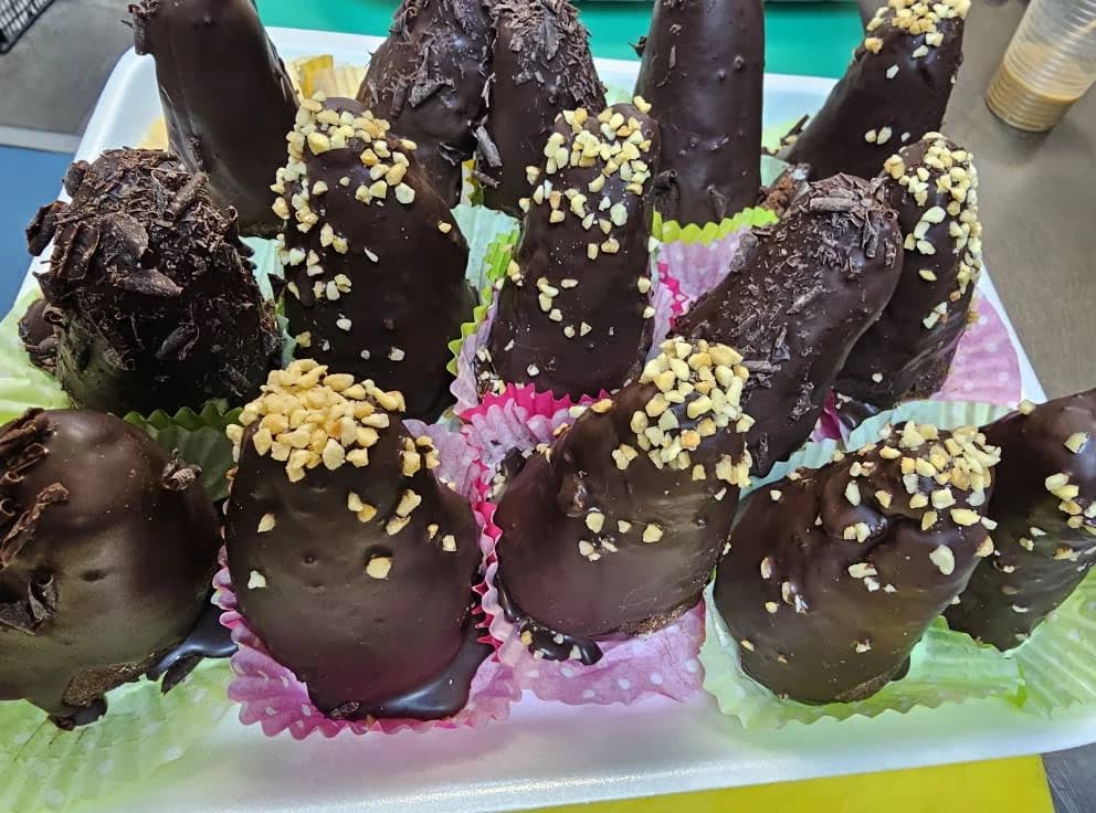 Fresh cakes displayed at Friends Coffee & Bakery